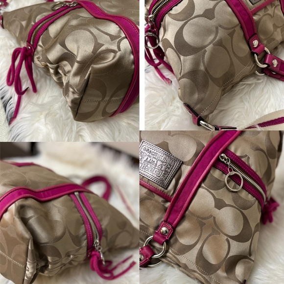 COACH POPPY SIGNATURE LUREX SPORTLIGHT KHAKI JACQUARD TOTE SHOULDER BAG 13847 - Picture 2 of 6